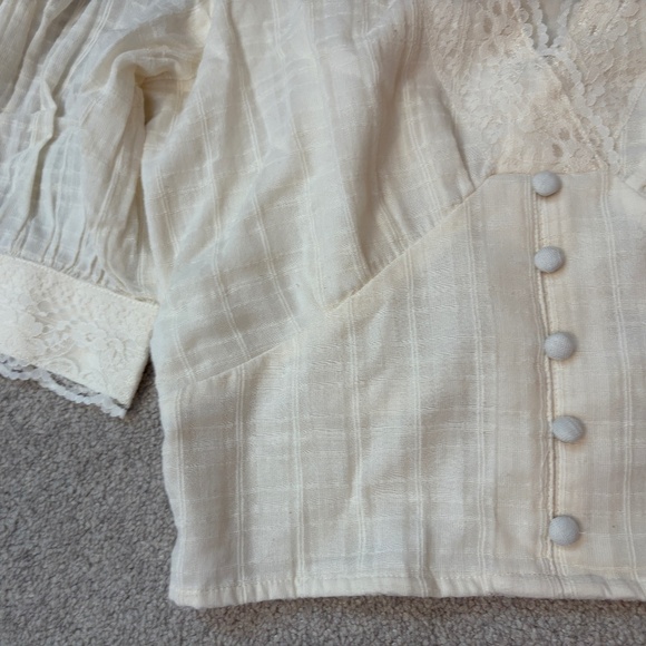 American Eagle Cream Lace Trimmed Corset Style Blouse - Picture 2 of 4
